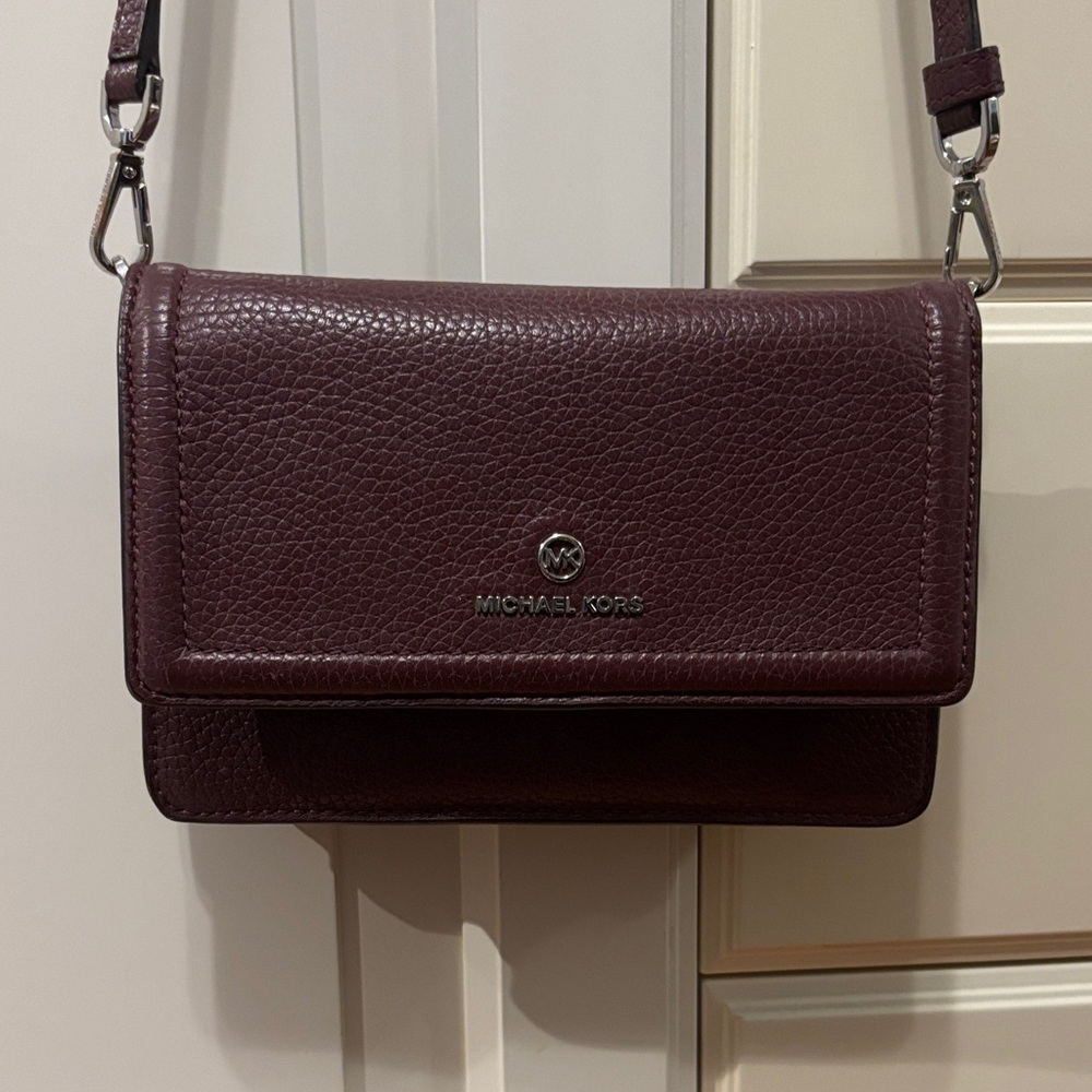 Michael Kors Pebbled Leather Crossbody in Wine